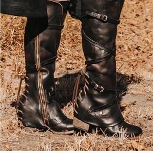 Freebird “Cassius” Black Distressed Handmade Leather Boots. Never worn.